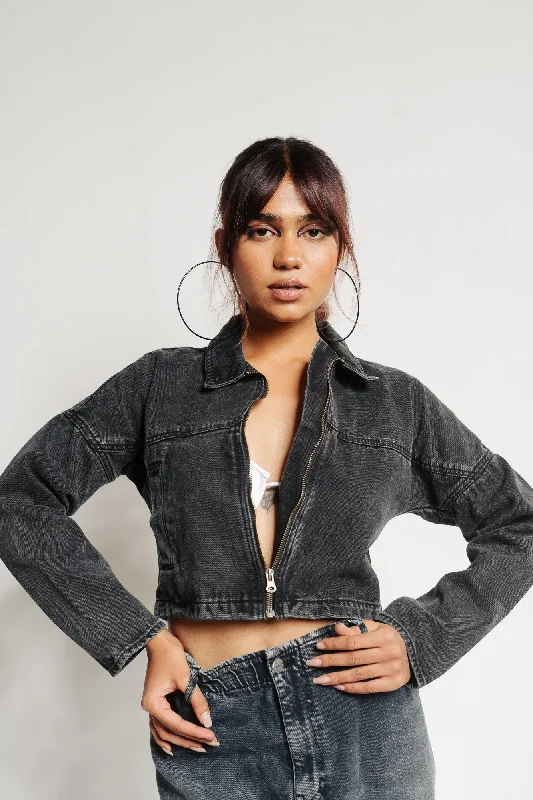 Charcoal Washed Denim Jacket Herringbone Jacket Houndstooth Jacket Plaid Jacket