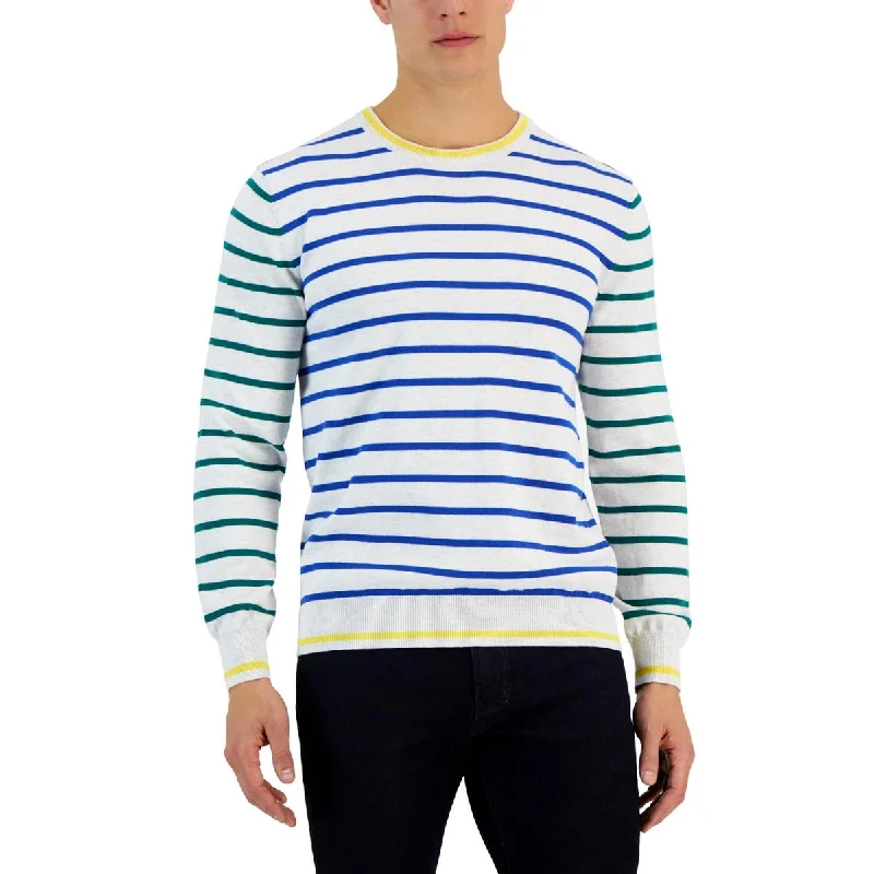 Club Room Mens Knit Striped Pullover Sweater Zipper Front Cardigan