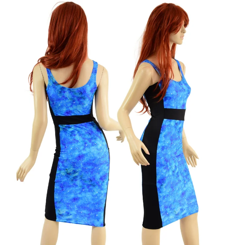 Color Blocked Side Panel Wiggle Dress with Cargo Pockets