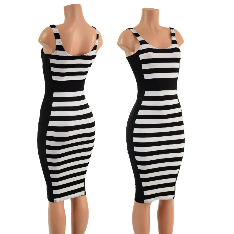 Color Blocked Side Panel Wiggle Dress with Cargo Pockets