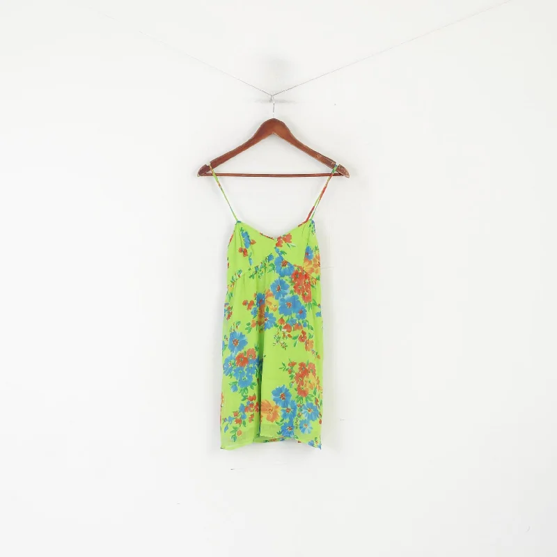 Hollister California Women S Shirt Green Neon Floral Tank Top Summer Blouse striped tank top