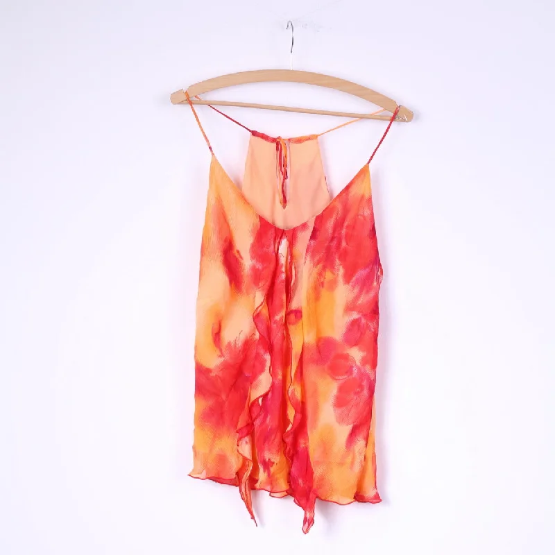 Michaela Louisa London Womens 16 L Tank Top Orange Viscose Romantic Summer Shirt athletic tank top