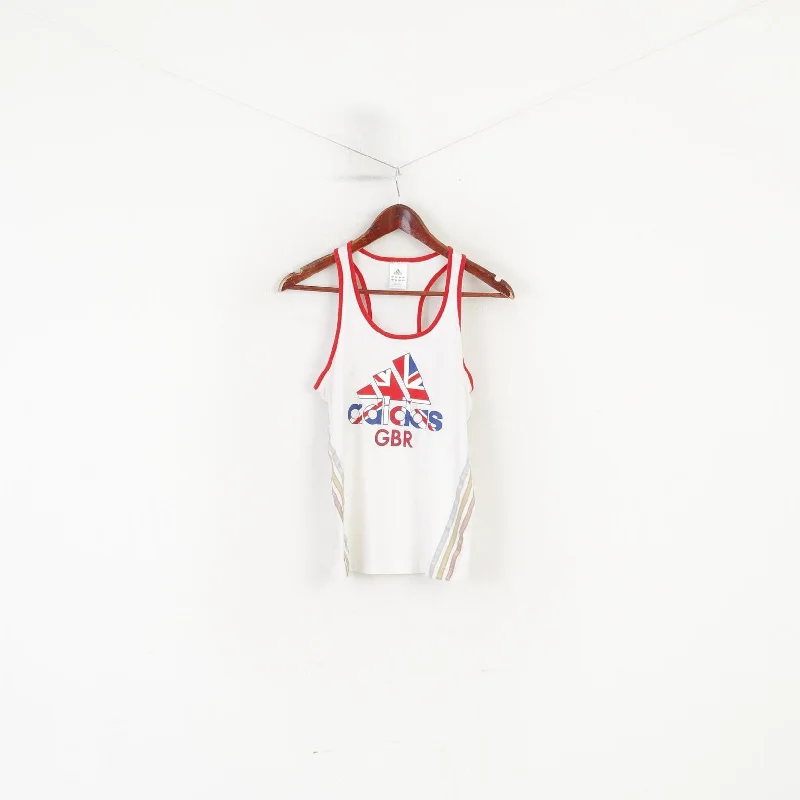 Adidas Women 12 38 S Shirt White Cotton London 2012 GBR Sport Tank Top graphic tank top Adidas Women 12 38 S Shirt White Cotton London 2012 GBR Sport Tank Top graphic tank top