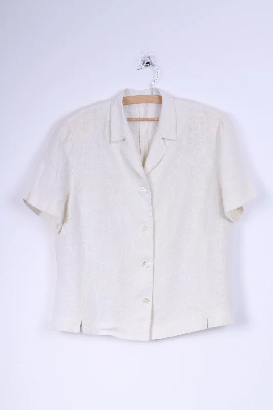No name Womens 18 44 L Jacket Cream Linen Short Sleeve Blazer Wool Fabric Cashmere Fabric Tweed Fabric No name Womens 18 44 L Jacket Cream Linen Short Sleeve Blazer Wool Fabric Cashmere Fabric Tweed Fabric