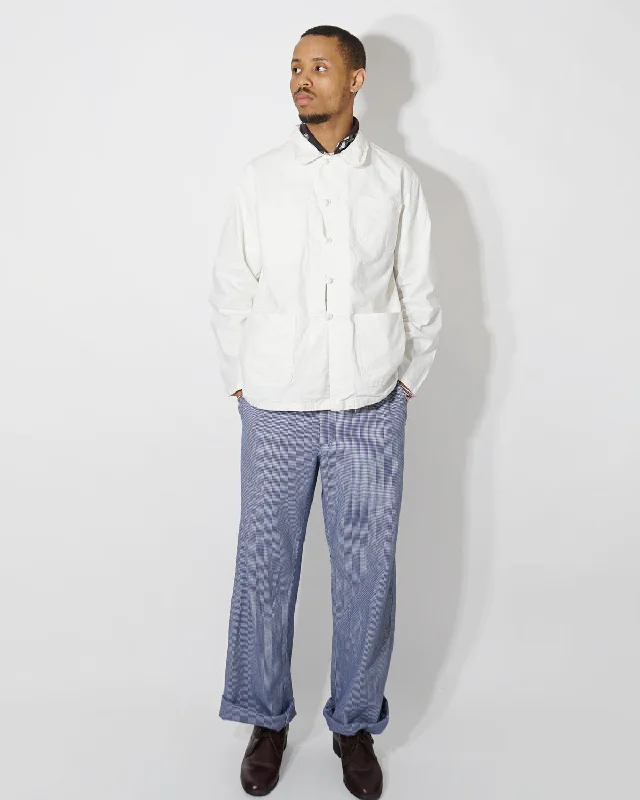 French China Work Jacket / White Front Pockets Side Pockets Patch Pockets