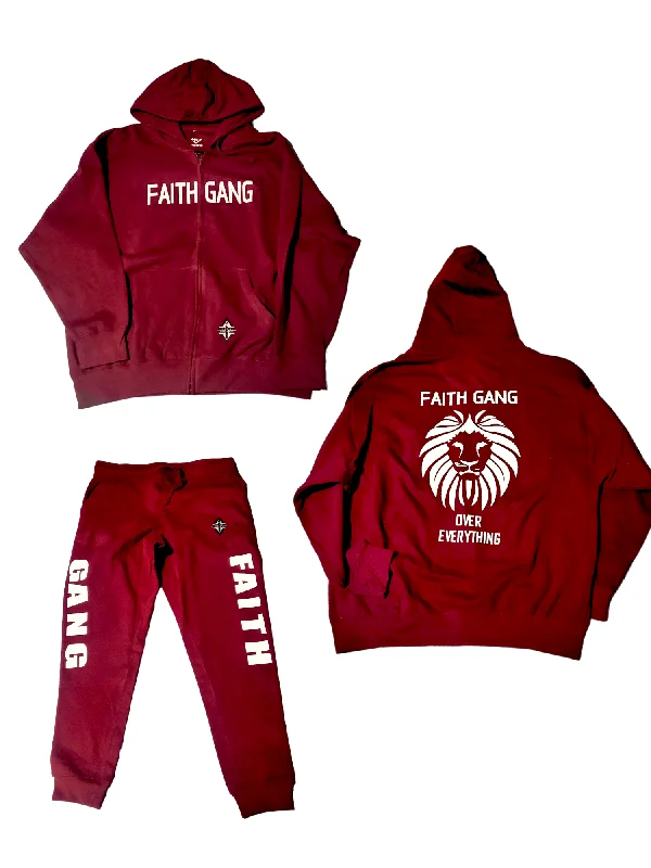 Faith Gang Over Everything Premium Zip Hoodie + Jogger Set (multiple color options) Hoodie with Hem Contrast Bold Stylish Faith Gang Over Everything Premium Zip Hoodie + Jogger Set (multiple color options) Hoodie with Hem Contrast Bold Stylish