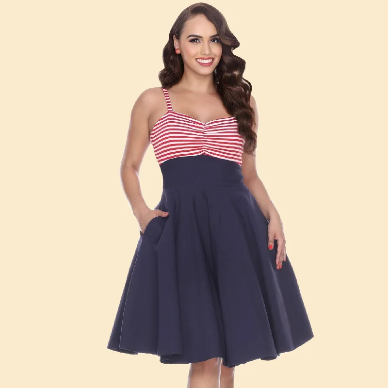 Ship Shape Nautical Swing Dress in Red