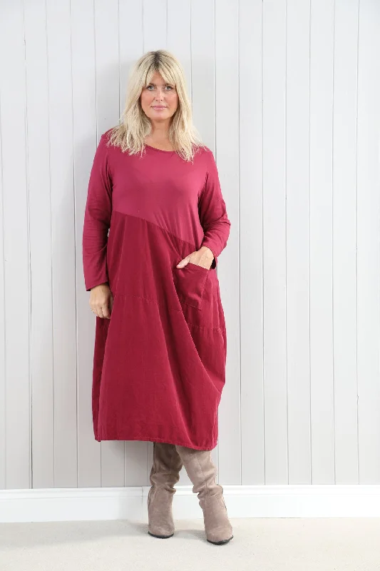 Cord Asymmetric Pocket Dress