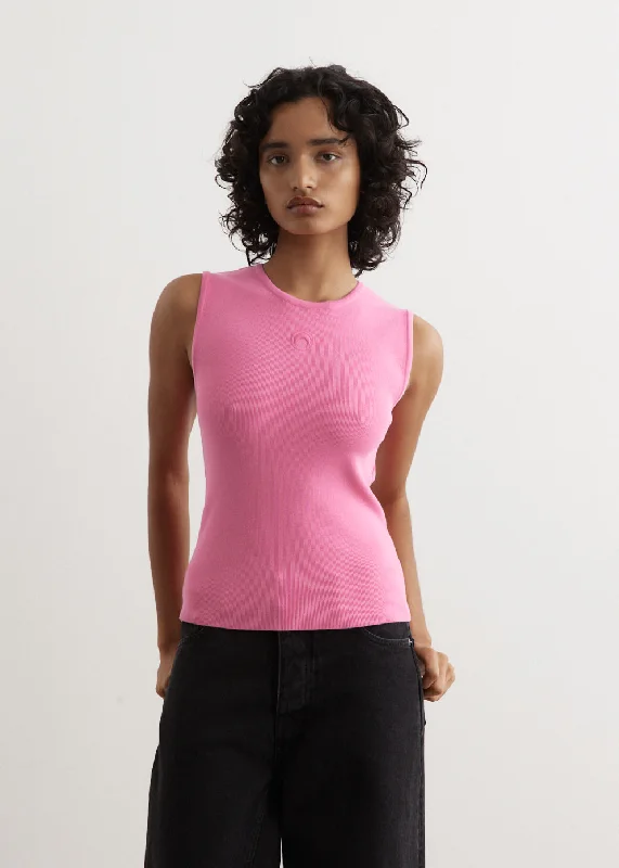 Core Knit Sleeveless Pullover Ruffle Neck Pullover