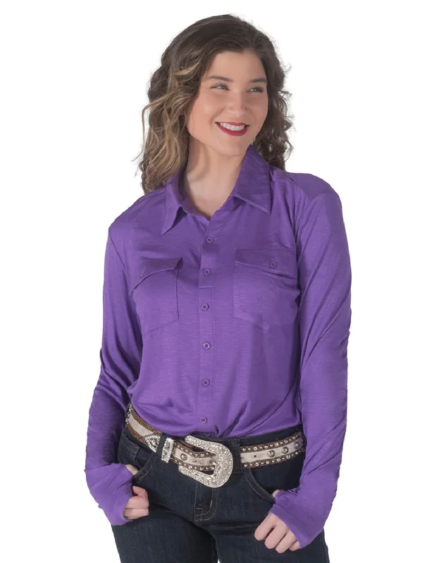 Cowgirl Tuff Womens Pullover Button-Up Purple Polyester L/S Shirt Open Front Cardigan Cowgirl Tuff Womens Pullover Button-Up Purple Polyester L/S Shirt Open Front Cardigan