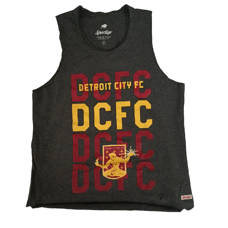 DCFC Sportiqe Repeating Womens Tank Top - Black relaxed fit tank