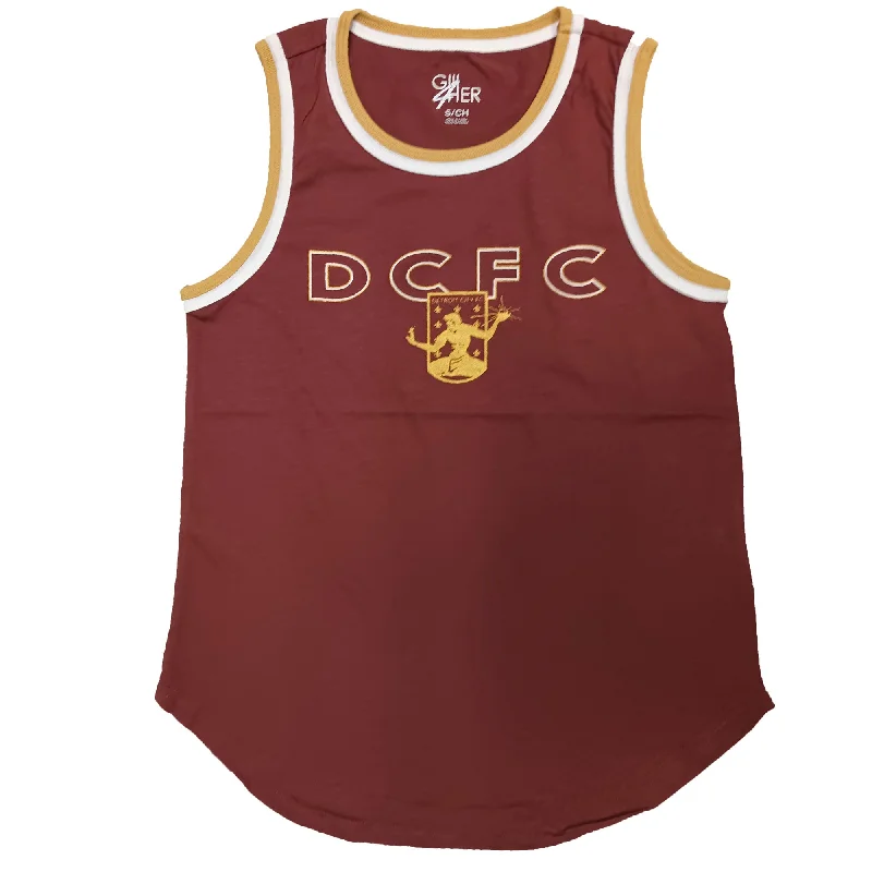 DCFC Women's Ringer Tank Top- Maroon modal blend tank