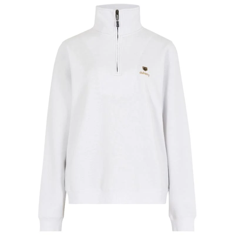 Dubarry Castlemartyr Quarter-Zip Ladies Sweatshirt - White Hoodie with Raw Hem Edgy Unfinished Dubarry Castlemartyr Quarter-Zip Ladies Sweatshirt - White Hoodie with Raw Hem Edgy Unfinished