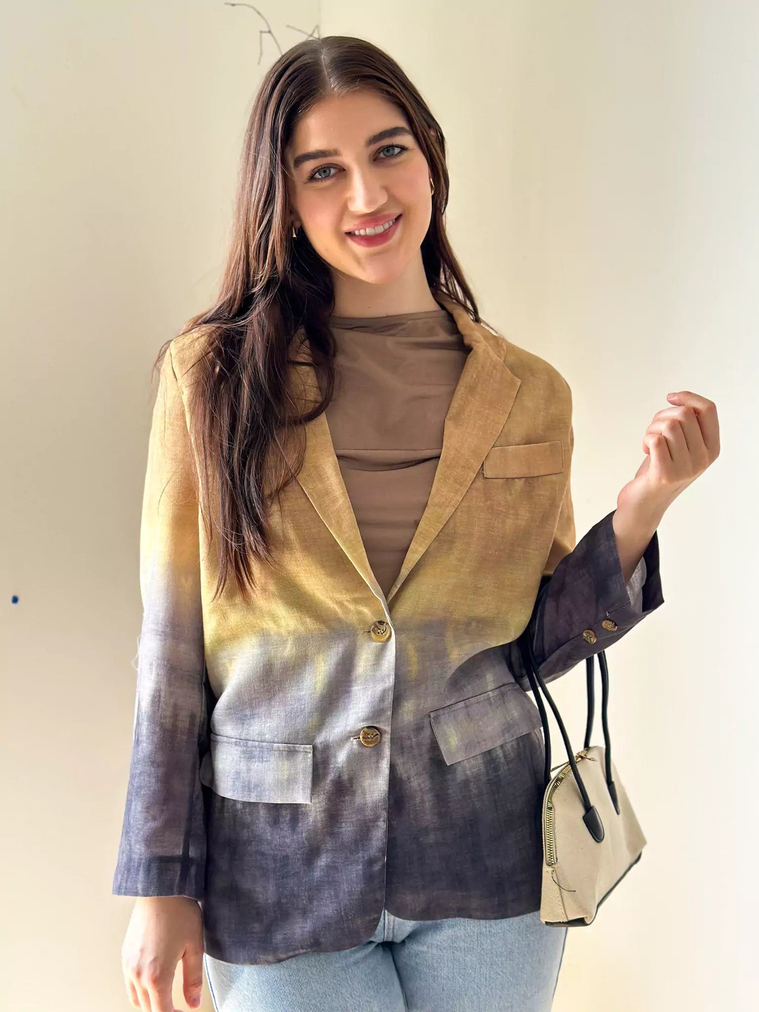 Dyed Linen Blazer Women's Custom Jacket