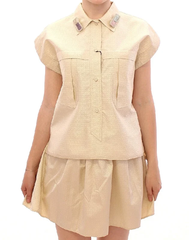 Elegant Beige Blouse Tank Top strappy tank top