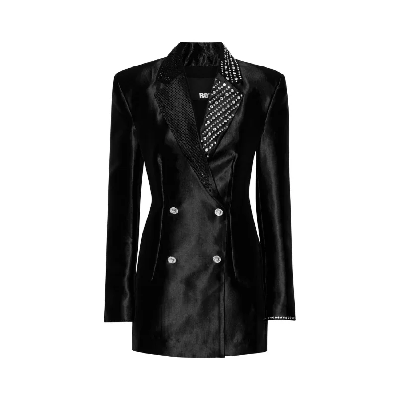 Embellished Blazer Dress In Black Women's Navy Jacket
