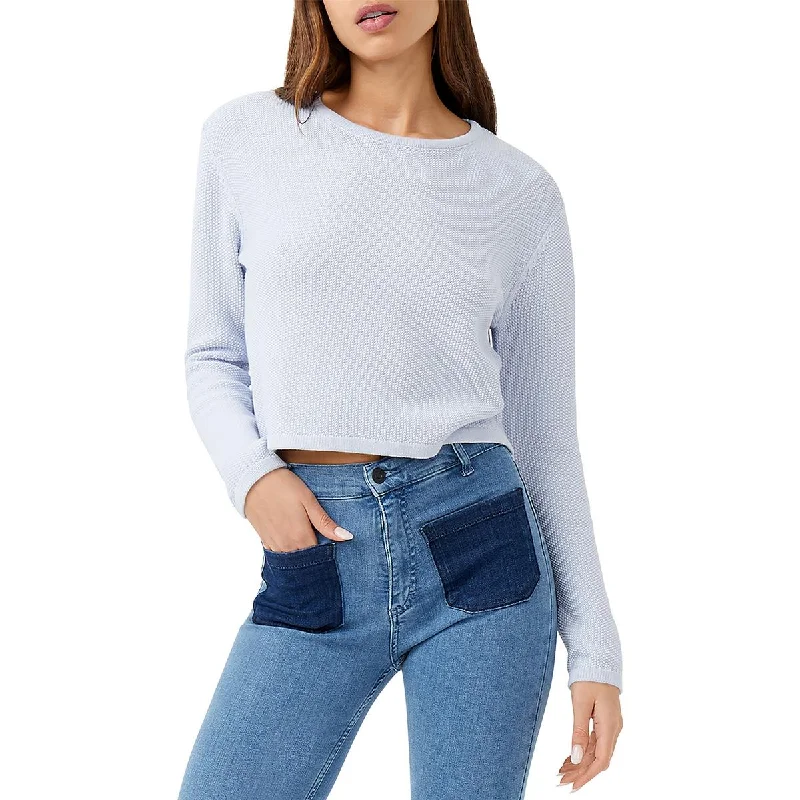 French Connection Womens Waffle Crewneck Pullover Top Ruffle Neck Pullover