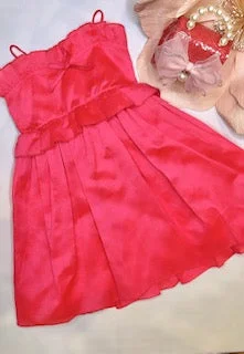 FUCSHIA RUFFLE TRIM DRESS