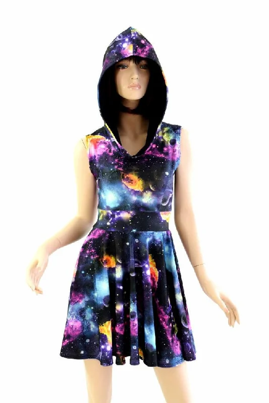 Galaxy Pocket Hoodie Skater Dress