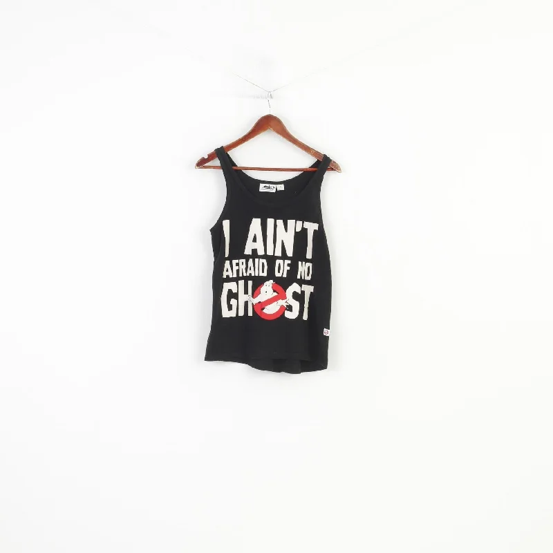 Ghostbusters Women XS Tank Top Shirt Vest Black Cotton Vintage Ghost Graphic Summer Top turquoise tank top