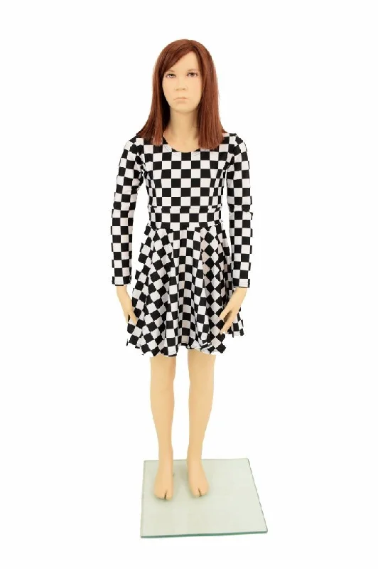 Girls Black & White Skater Dress