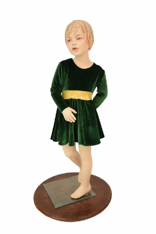 Girls Green & Gold Skater Dress