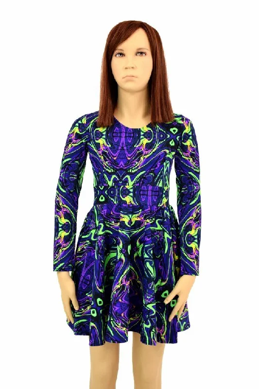 Girls Neon Melt Skater Dress