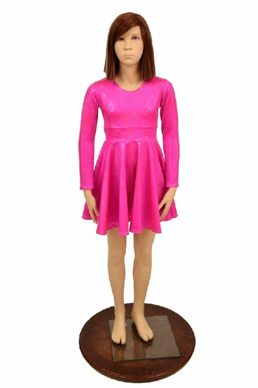 Girls Pink Sparkly Skater Dress