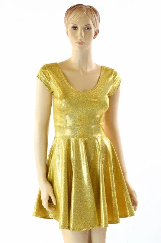 Gold Sparkly Jewel Skater Dress