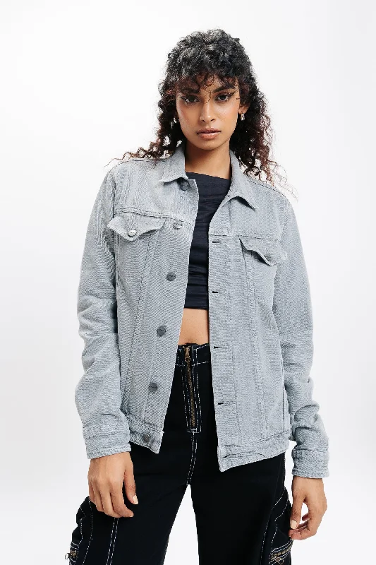 Grey Classic Denim Trucker Jacket Plaid Jacket Tartan Jacket Houndstooth Jacket