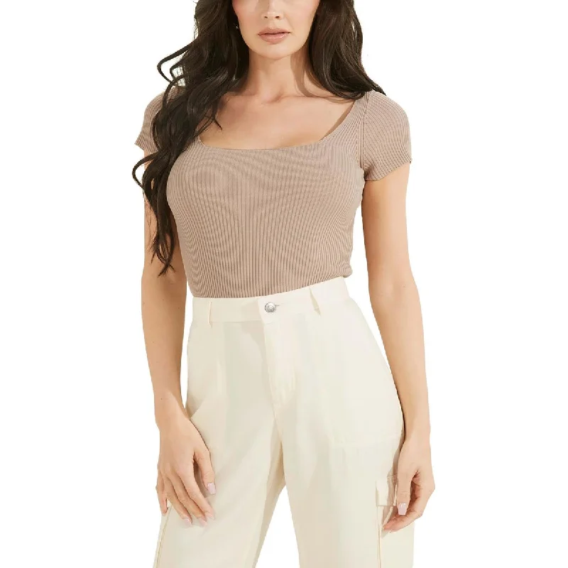 Guess Womens Marlene Cropped Ribbed Pullover Sweater Bolero Style Sweater