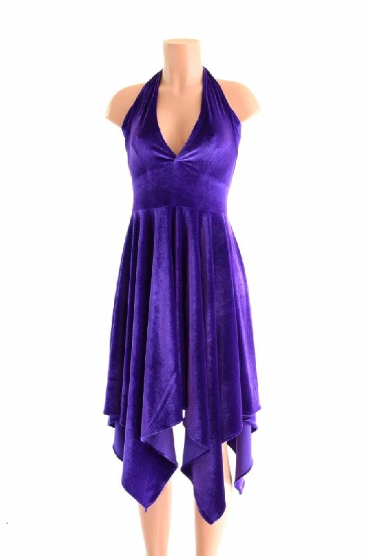Handkerchief Hemline Halter Dress
