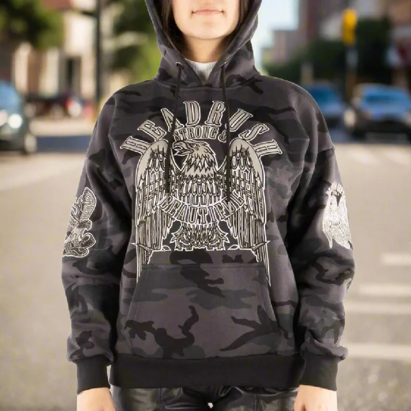 Headrush Women's Bridled Empress Pullover Hoodie Bardot Neck Top