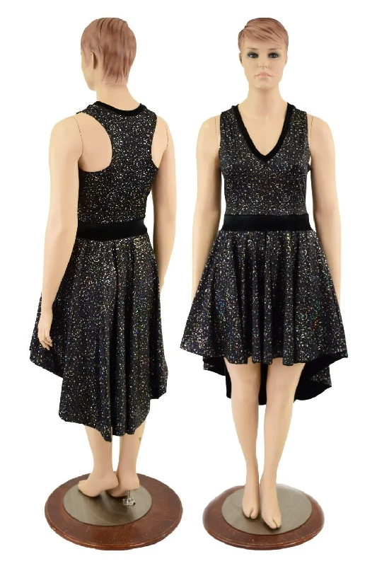 Hi Lo Skater Dress with Racerback and Velvet Trim