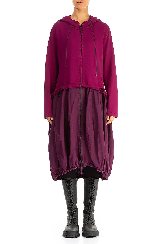 Hooded Magenta Cotton Jacket Dress Satin Jacket Silk Jacket Chiffon Jacket