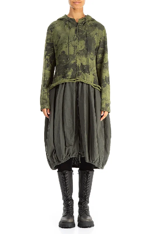 Hooded Olive Marble Cotton Jacket Dress Cotton Jacket Linen Jacket Terry Jacket