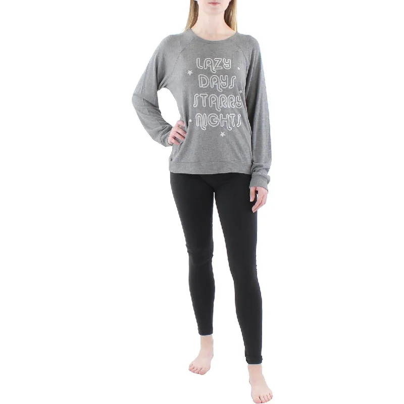 InsomniaX Womens Heathered Comfy Pullover Top Deep Neck Pullover