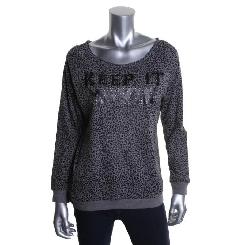 Jenni by Jennifer Moore Womens Animal Print Embellished Sweatshirt Hoodie with Turtle Neck Cozy Winter Jenni by Jennifer Moore Womens Animal Print Embellished Sweatshirt Hoodie with Turtle Neck Cozy Winter