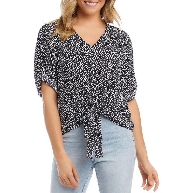 Karen Kane Womens Printed Tie Front Dress Top