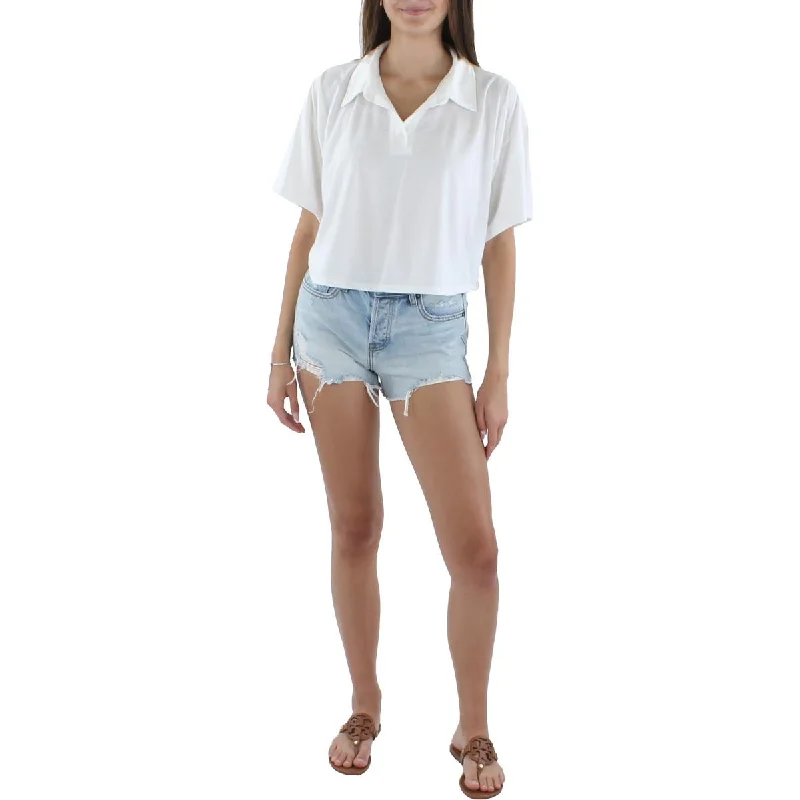 Kingston Grey Womens Juniors Knit Short Sleeves Pullover Top Bardot Neck Top