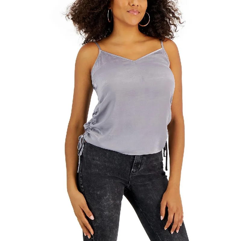 Kingston Grey Womens Juniors Satin Ruched Tank Top modal blend tank