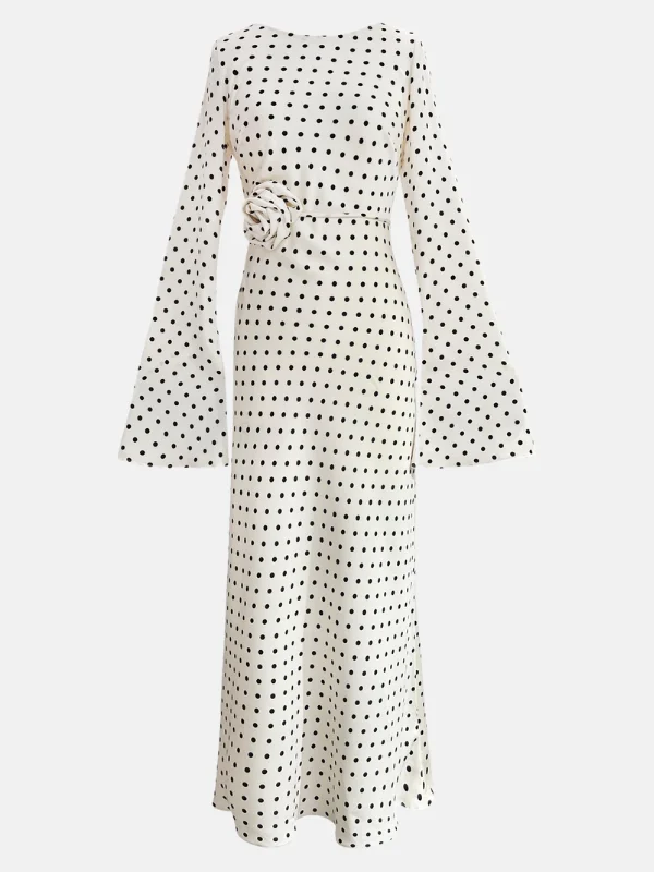 KYRA DRESS in White Polka Dots