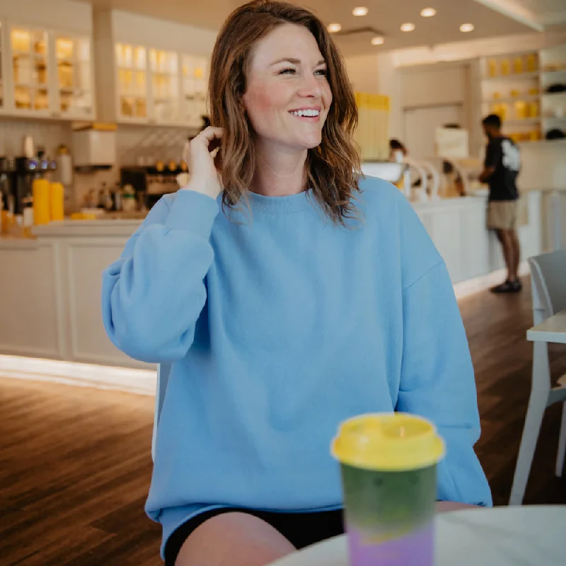 Light Blue Sweatshirt Hoodie with V-Neck Classic Versatile