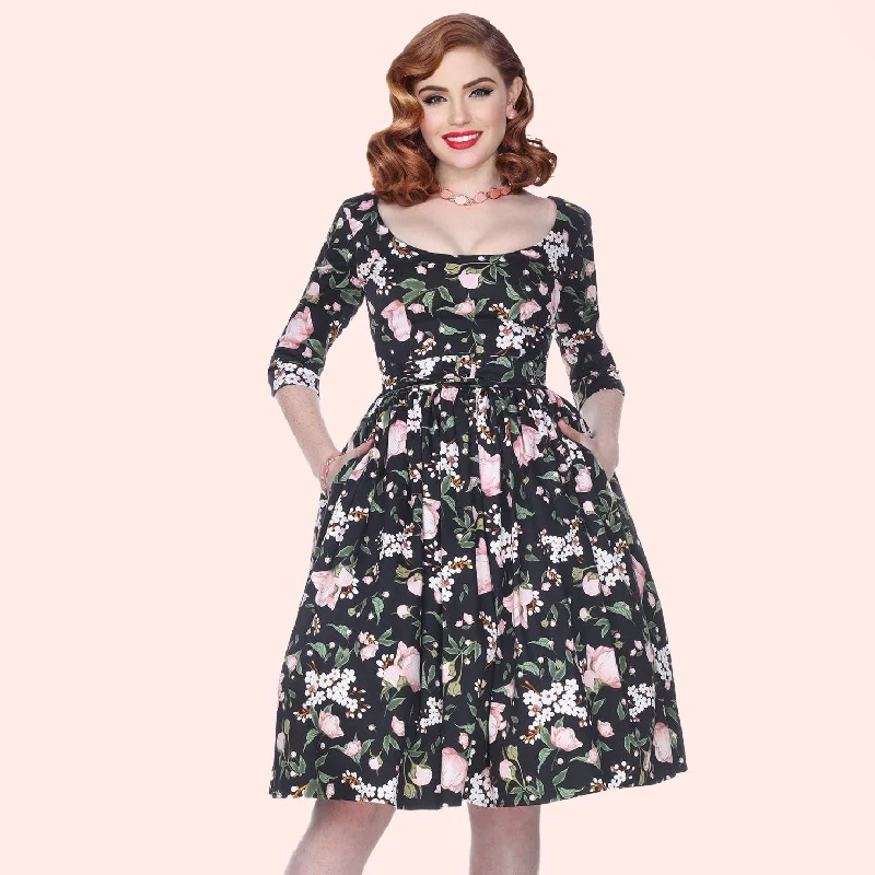 Liz 3/4 Sleeve Swing Dress in Blossom
