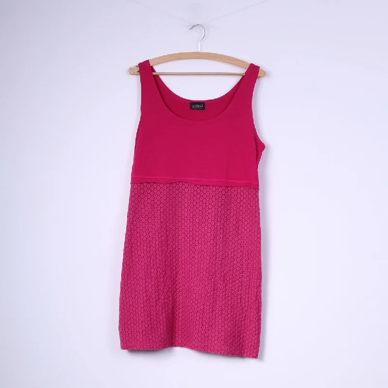 Milieu Womens L Tank Top Pink Norway Lace Cotton Crew Neck Tunic breathable tank top