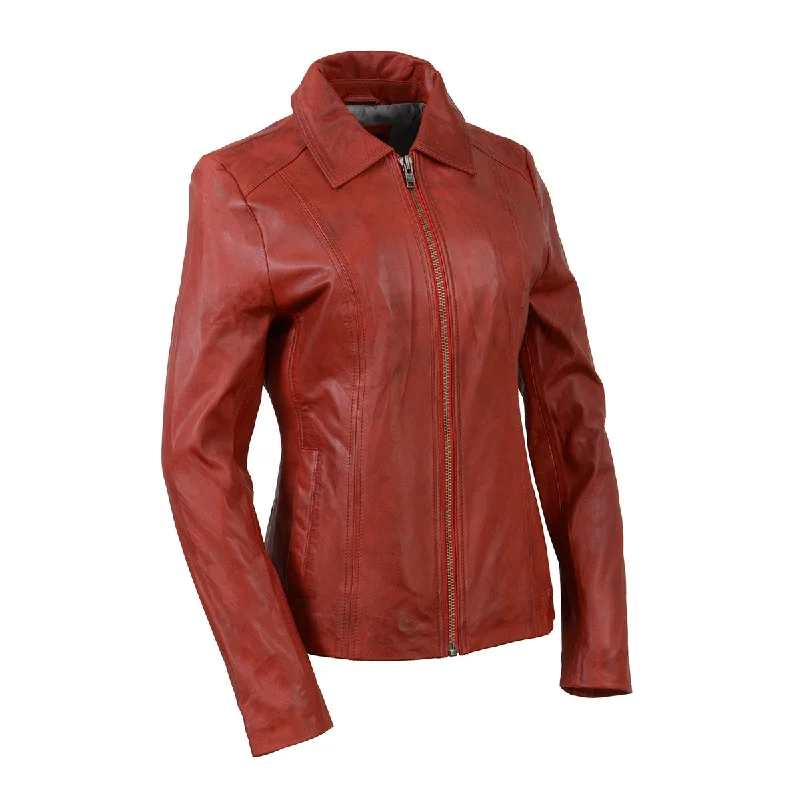 Milwaukee Leather SFL2850 Women's Classic Red Zippered Motorcycle Style Fashion Leather Jacket with Shirt Style Collar Faux Fur Jacket Real Fur Jacket Shearling Jacket Milwaukee Leather SFL2850 Women's Classic Red Zippered Motorcycle Style Fashion Leather Jacket with Shirt Style Collar Faux Fur Jacket Real Fur Jacket Shearling Jacket