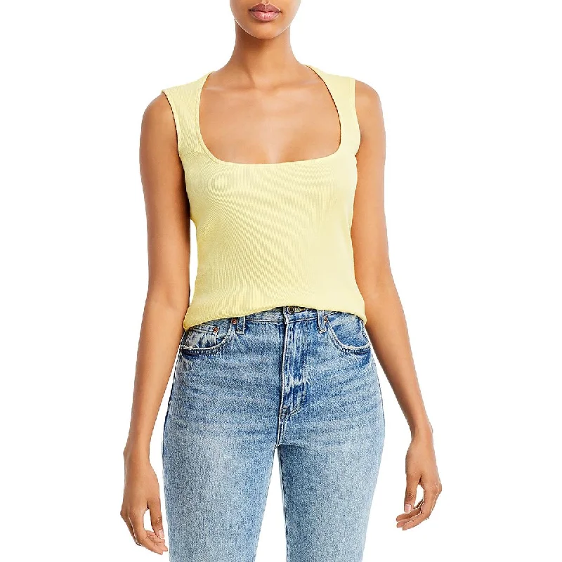 Monrow Womens Ribbed Casual Tank Top soft pink tank