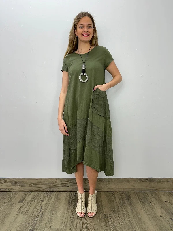 Moss Cotton Linen Shark-bite Dress