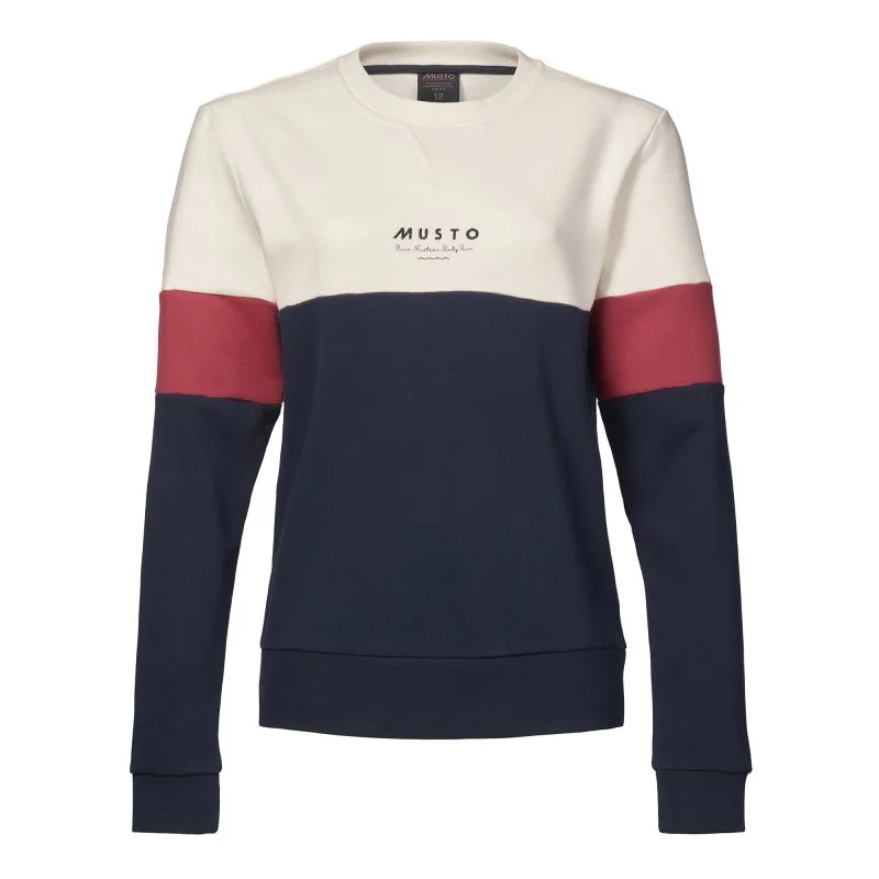 Musto Marina Tri-Colour Ladies Sweatshirt - Navy/Antique Sail White Hoodie with Pattern Geometric Abstract Musto Marina Tri-Colour Ladies Sweatshirt - Navy/Antique Sail White Hoodie with Pattern Geometric Abstract
