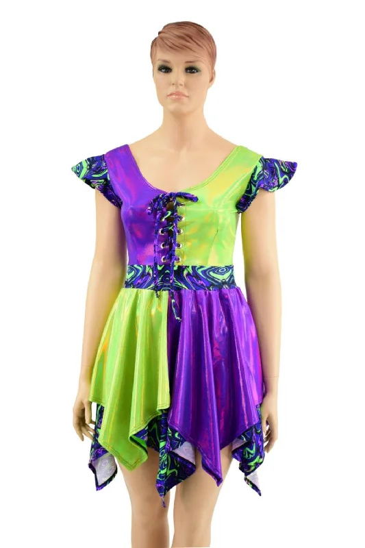 Neon UV Glow Skateboard Pixie Holographic Dress
